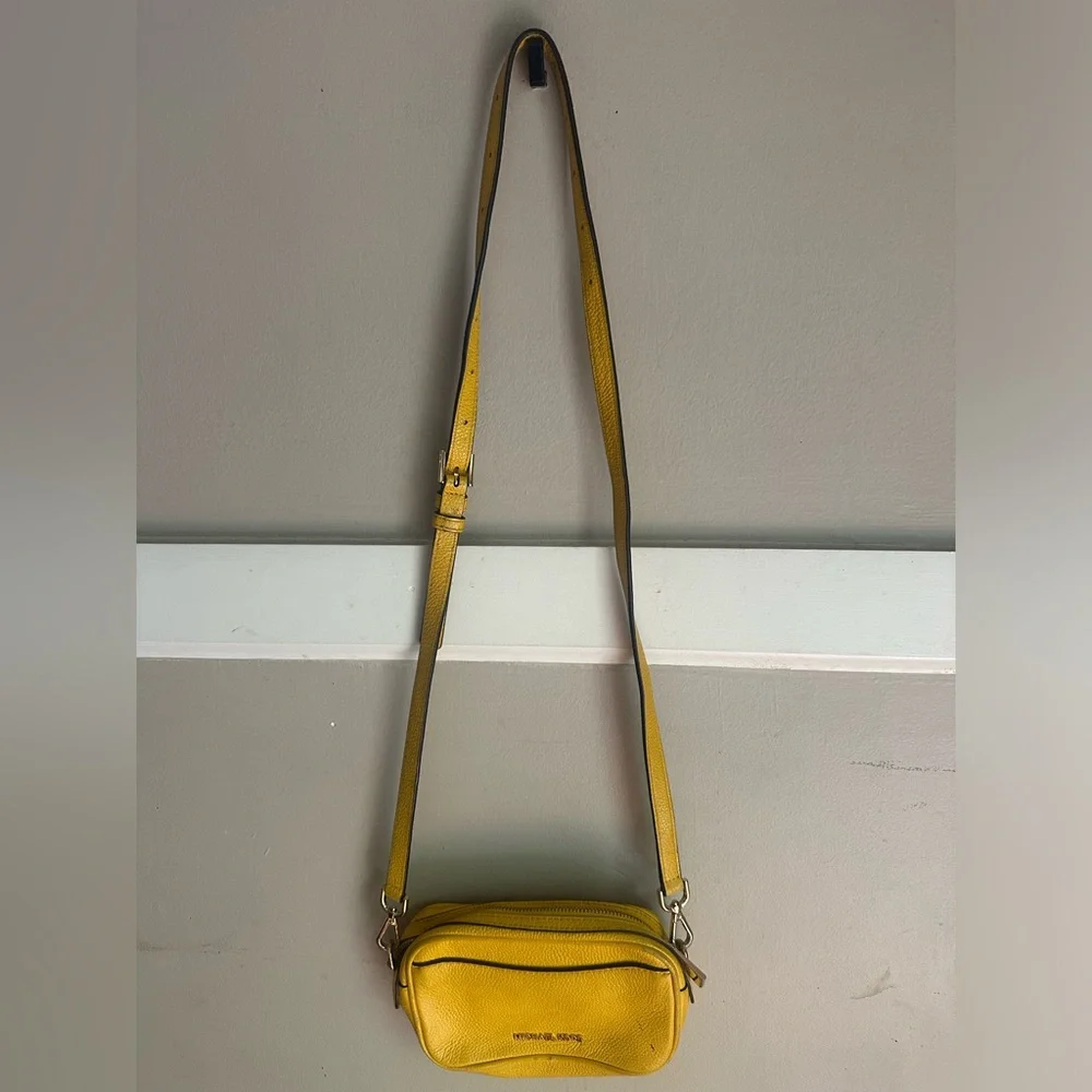 Michael Kors Yellow Pebbled Leather Crossbody Bag